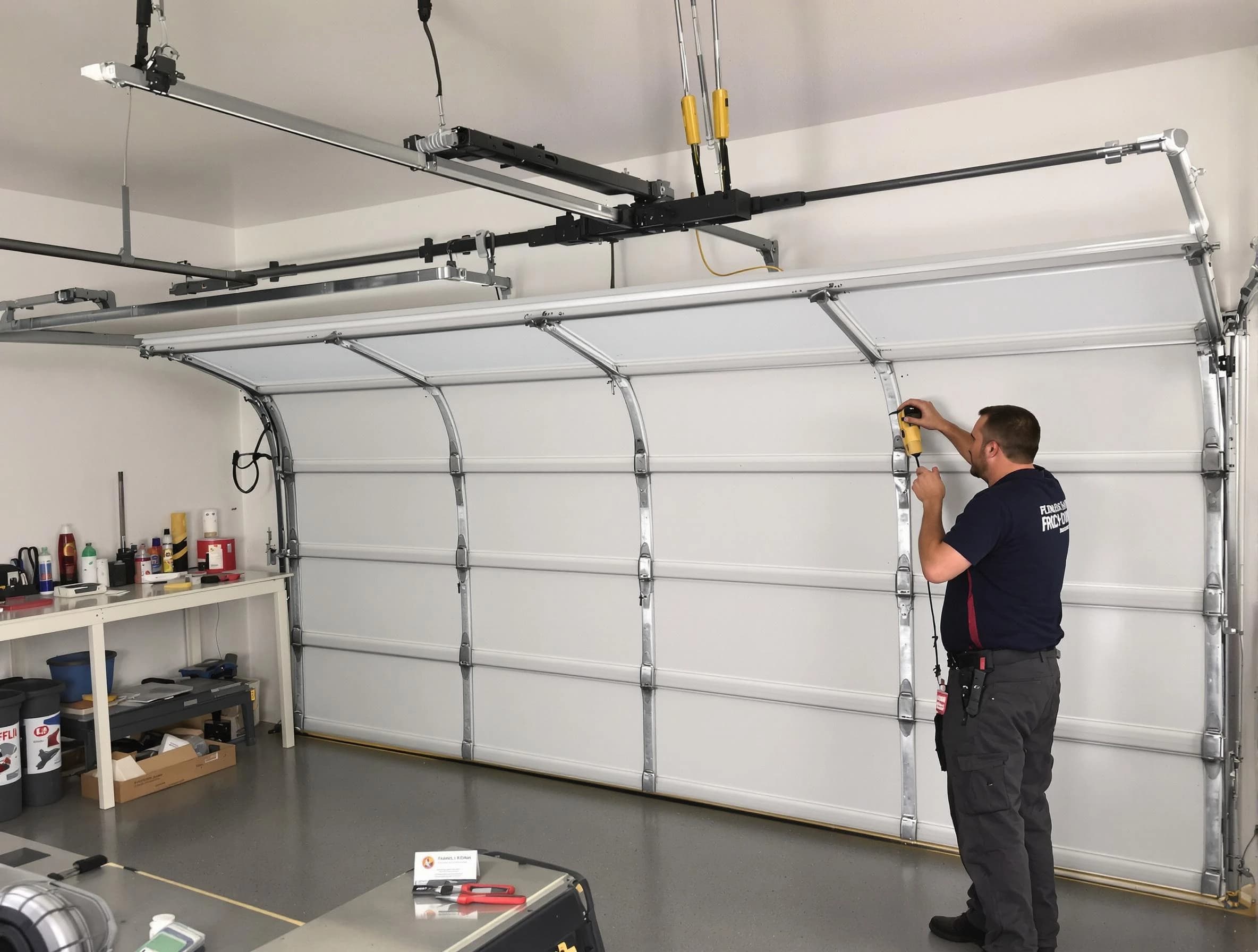 Guthrie Garage Door Repair certified technician performing overhead door system repair in Guthrie