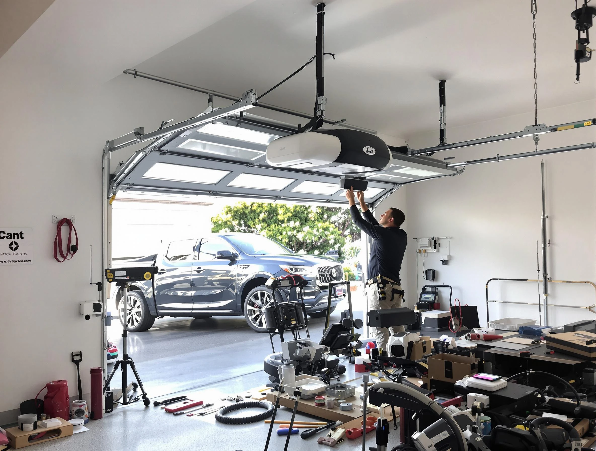 Guthrie Garage Door Repair specialist installing smart garage door opener system in Guthrie home