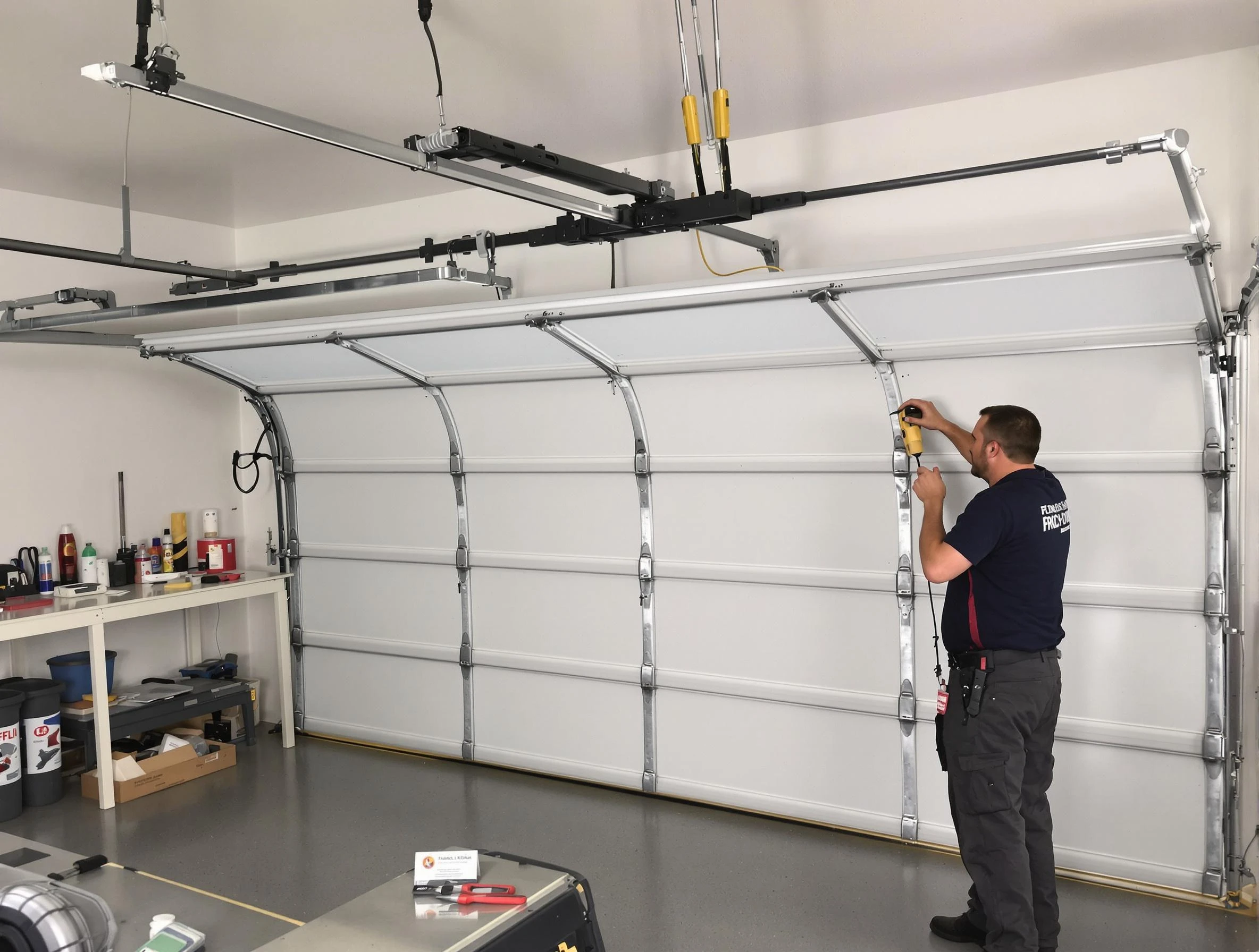 Guthrie Garage Door Repair certified technician performing overhead door system repair in Guthrie